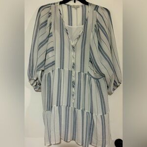 Moon River Slip Stripped Dress in Blue and White Size L